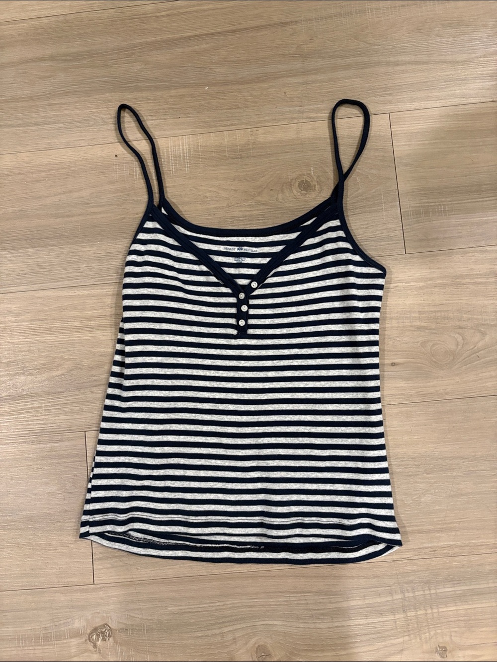 Brandy Melville Navy and White Striped Henley Camisole
